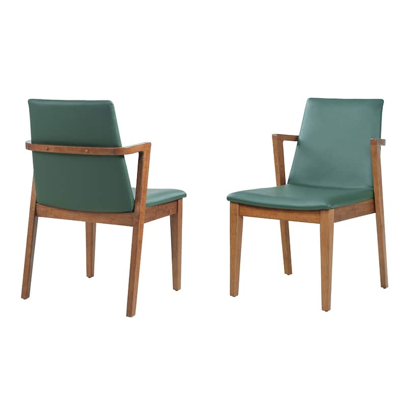 Christopher Knight Home - Mid-Century Modern Upholstered Wood Dining Arm Chairs with Ergonomic Armrests & Backrest, Set of 2