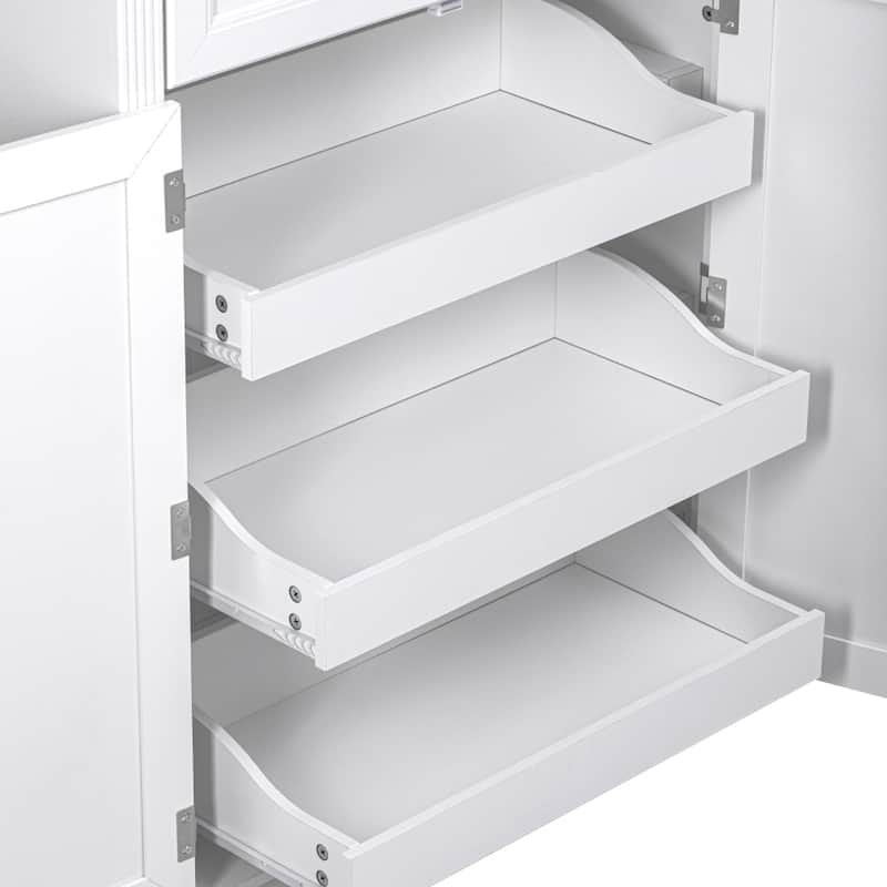 71" Tall Freestanding Kitchen Pantry Cabinet with 3 Pull Out Organizers and 6 Door Shelves