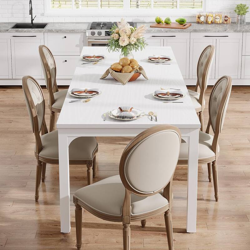 78.7" Rectangle Wood Dining Table, Long Kitchen Table for Living/Dining Room