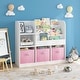 preview thumbnail 1 of 18, Kids Bookcase and Bookshelf,Multifunctional Bookcase with 3 Collapsible Drawers,Bookcase Display Stand,Toy Storage Organizer White+Pink