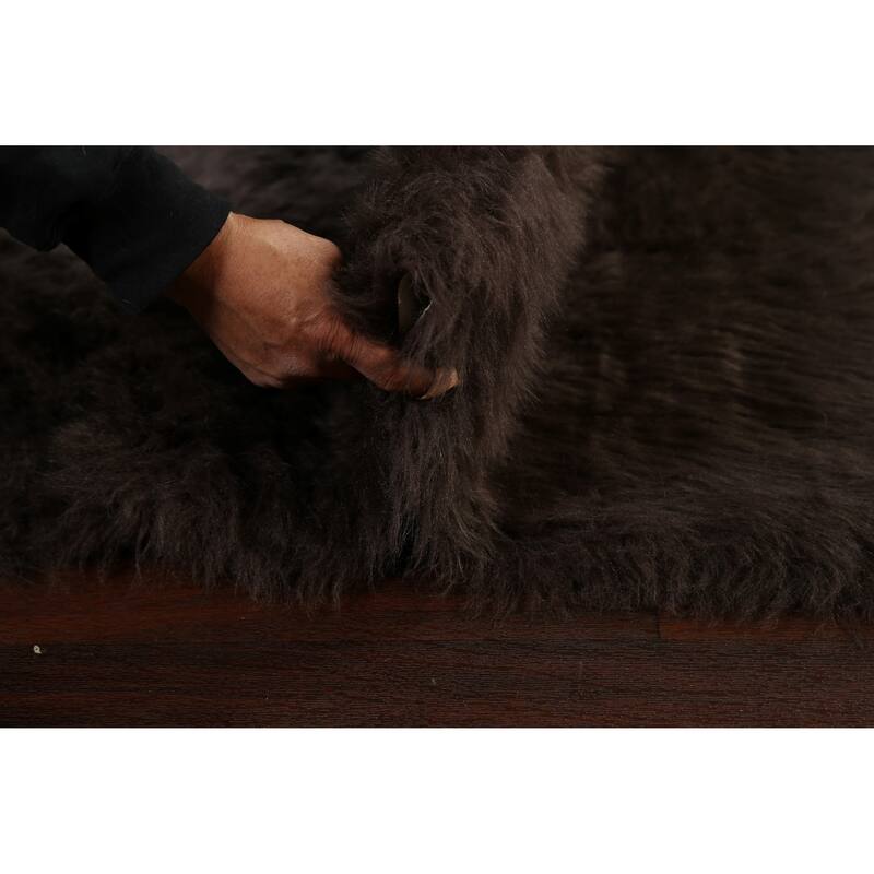 Contemporary Shaggy Oriental Area Rug Hand-tufted Foyer Carpet - 4'10" x 7'4"