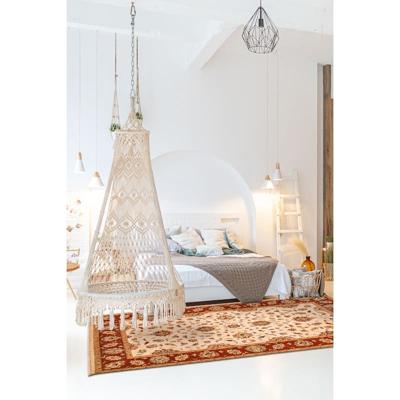 ECARPETGALLERY Hand-knotted Jamshidpour Ivory Wool Rug - 6' 3" x 10' 2"