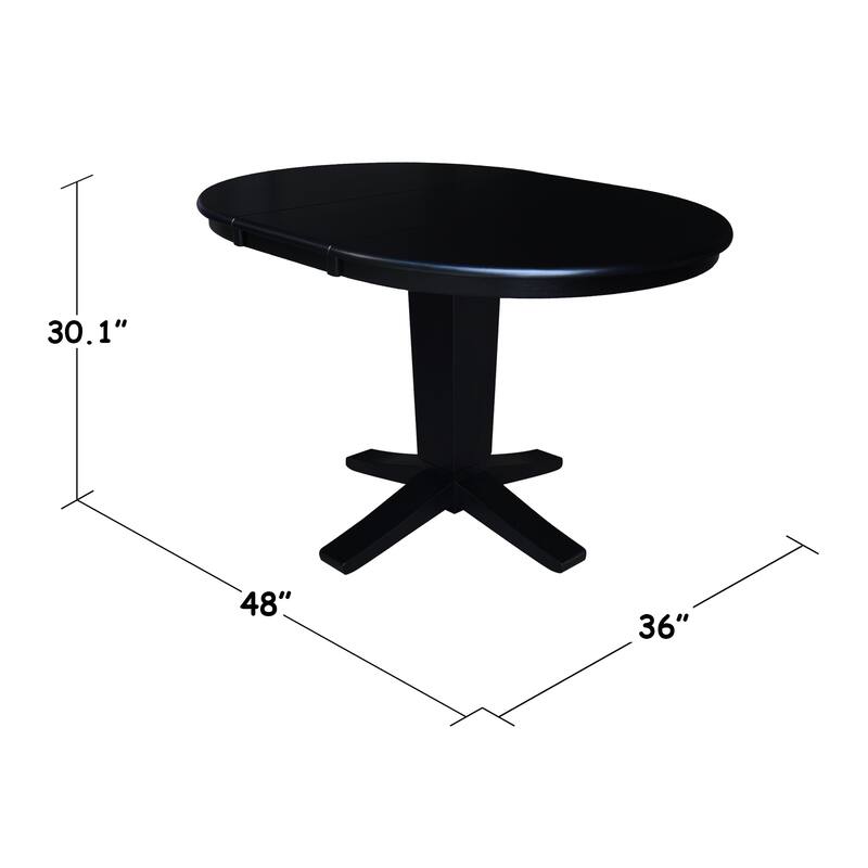 36 in Round Top Pedestal Dining Table with 12 in Leaf