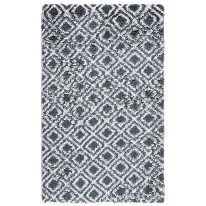 SAFAVIEH Rainbow Neelofar Shag Rug - 3' x 5' - Charcoal/White