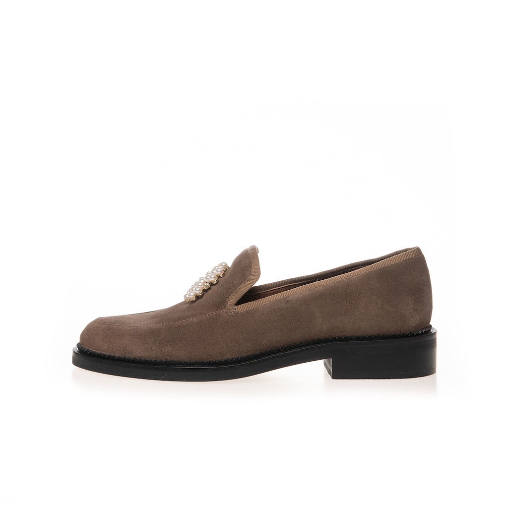 Copenhagen Shoes Shine Pearl-Embellished Suede Loafer