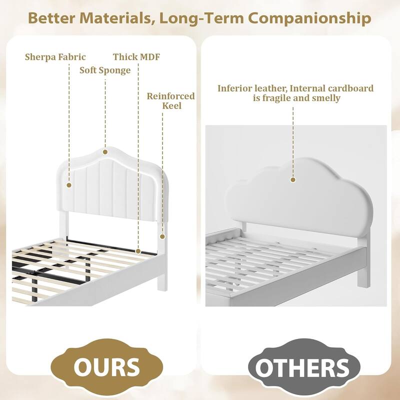Twin Upholstered Bed Frame with LED Headboard & Storage Drawer, Platform Bed for Kids, No Box Spring Needed