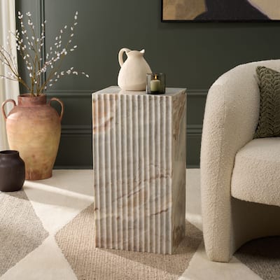 SAFAVIEH Home Abriana Marble Side Table - 12"W x 9"D x 25"H