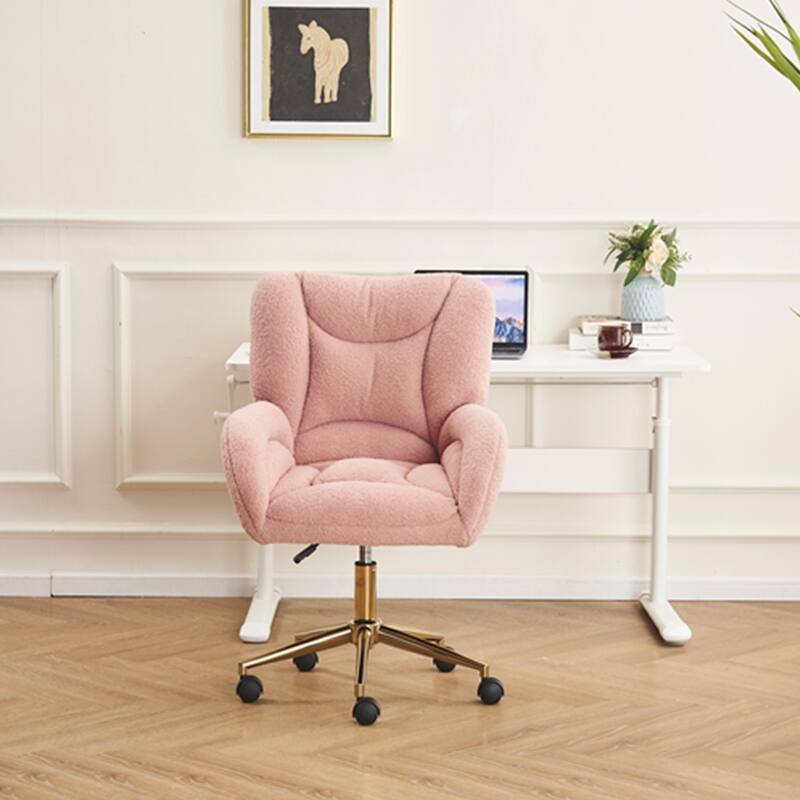 360 Swivel Fabric Home Office Chair With Gold Metal Base