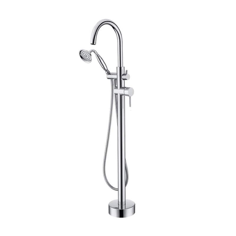 Vanityfair Floor Mount Freestanding Bathtub Faucet Tub Filler with Hand Shower - Chrome