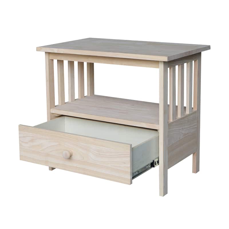 Unfinished Solid Parawood Mission TV Stand - 27.25"W x 17.25"D x 23.6"H
