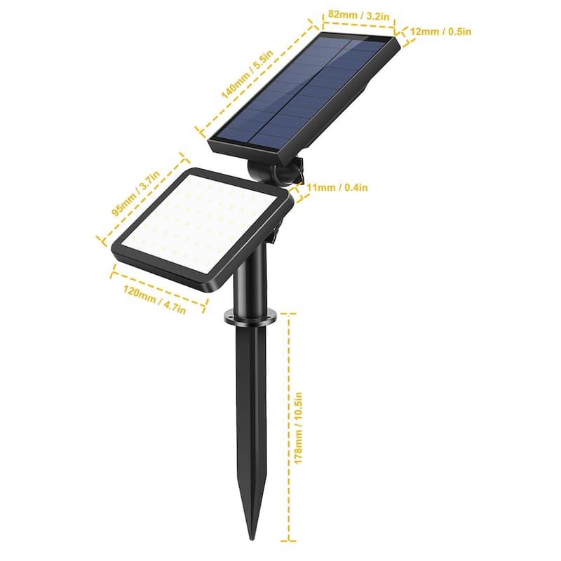 48 LEDs Solar Spotlight Outdoor Light - Black
