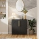 preview thumbnail 3 of 14, Set of 2 Arched Two-Door Cabinets Sideboard Buffet Set with Storage