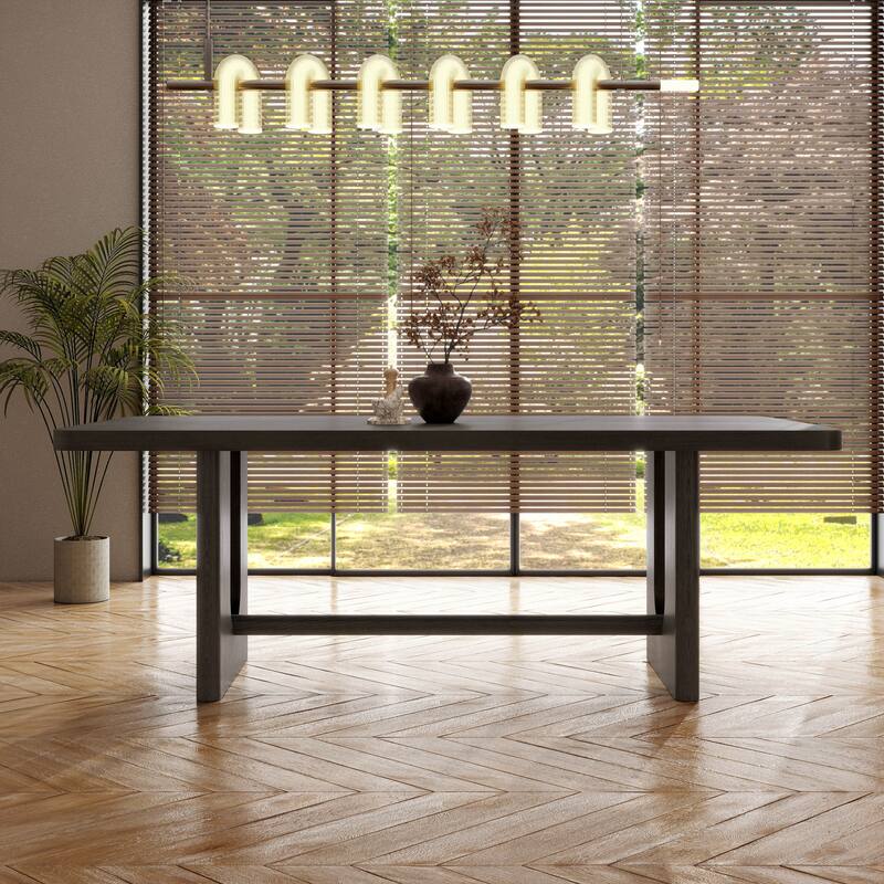 Furniture of America Piez Modern 83-inch Wood Dining Table with Trestle Base
