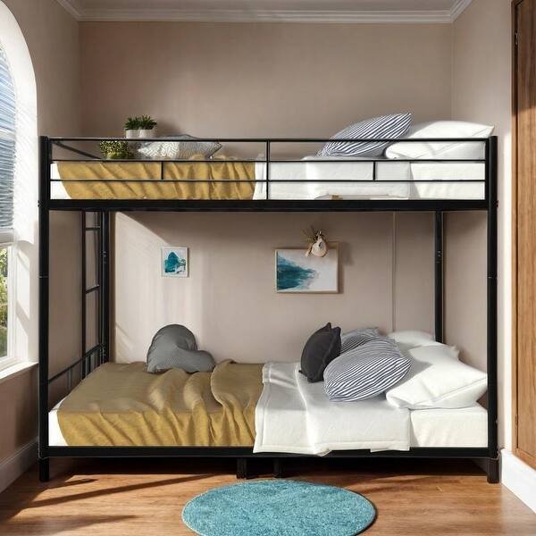 slide 2 of 12, Twin over Twin Convertible Bunk Bed with Ladder, Black Black