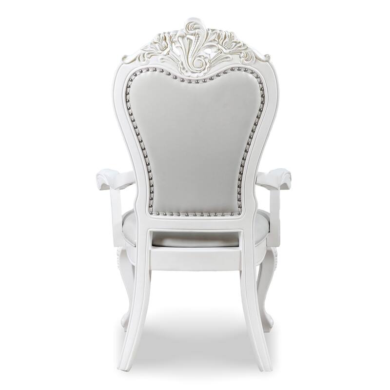 Furniture of America Eugene Traditional Solid Wood Dining Arm Chairs with Nailhead Trim and Cabriole Legs (Set of 2)