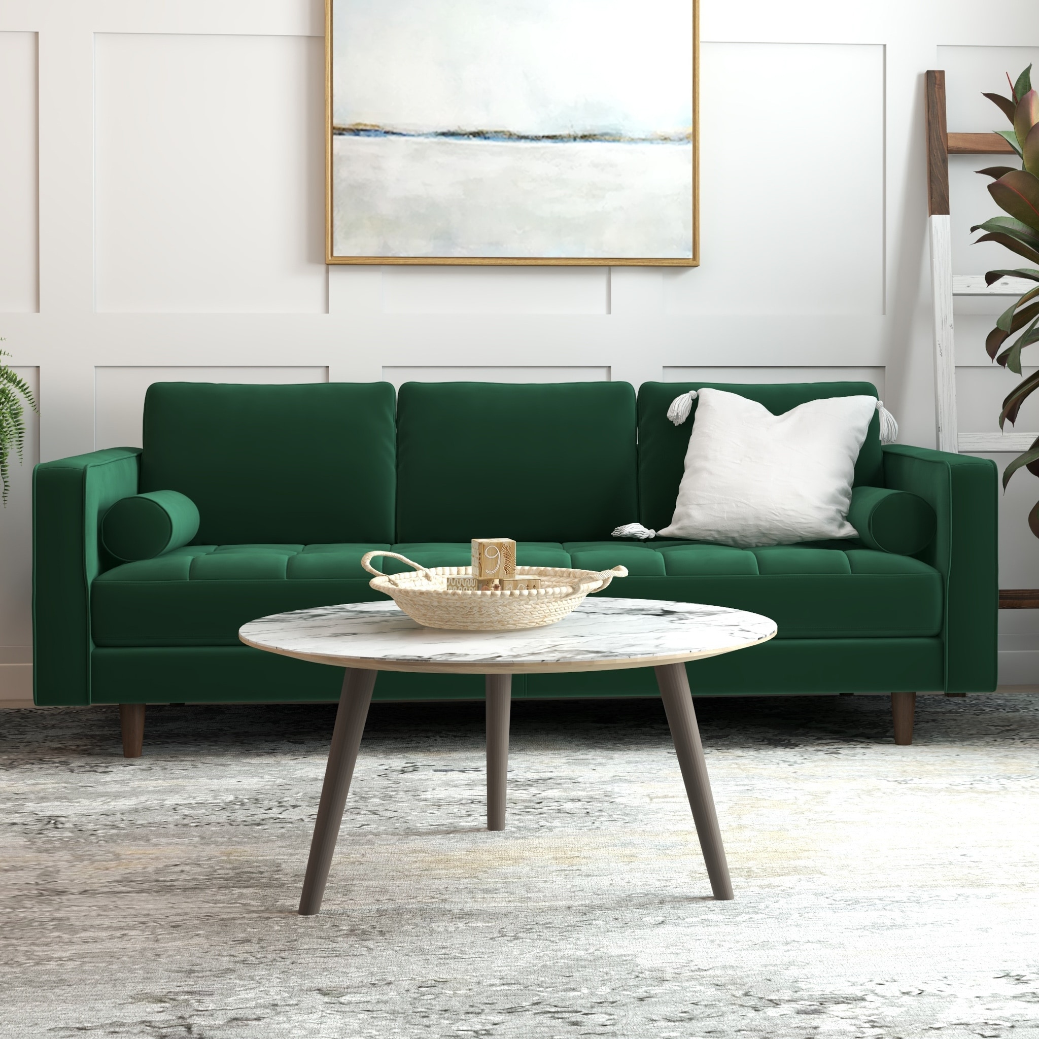 Kevin Modern Style Tufted Velvet Living Room Dark Green Couch - Bed Bath \u0026  Beyond - 35797906, image size:2048x2048