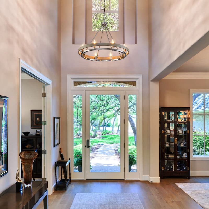 Industrial Chic Candle Chandelier 8-Light for Living Room Foyer