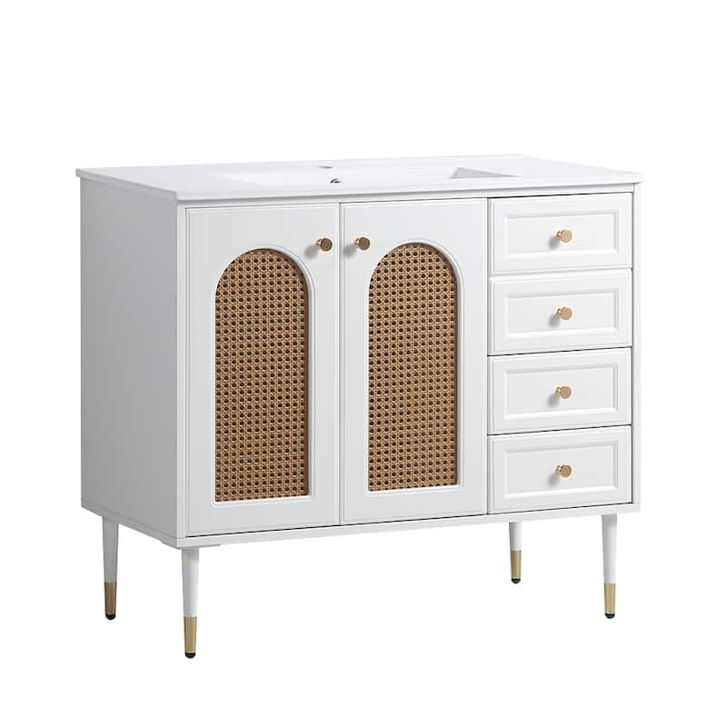 36" Bathroom Vanity with Ceramic Basin