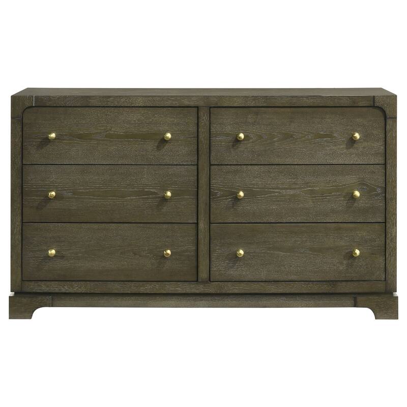 6-Drawer Dark Cocoa Dresser Cabinet with Sleek Finish, Smooth Glide Drawers, and Durable Bedroom Storage Design