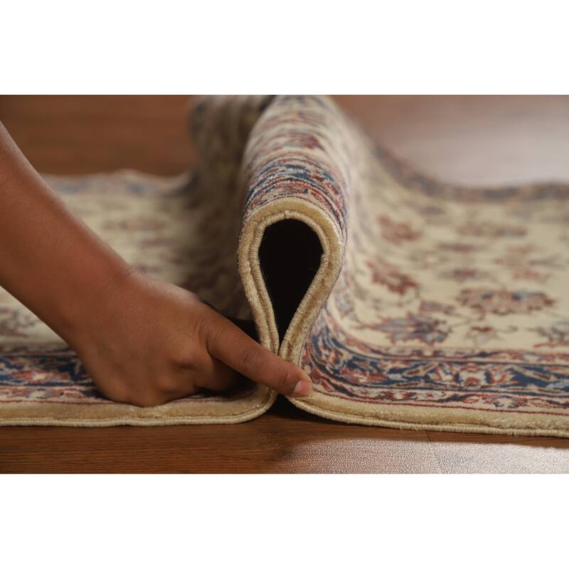 Hand Knotted Oriental 100% Wool Carpet Traditional Floral Beige & Ivories Kashan Runner Rug - 10' 0'' X 2' 7''