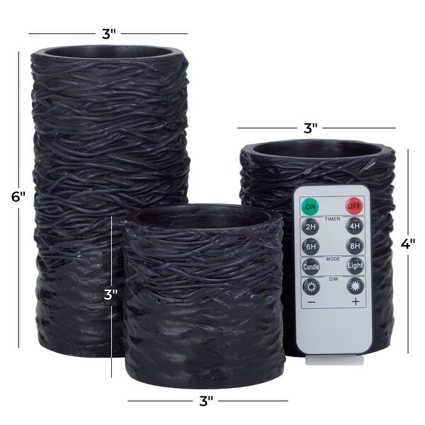 dimension image slide 4 of 5, Resin Traditional Flameless Candle (Set of 3) - S/3 6"4"3"H