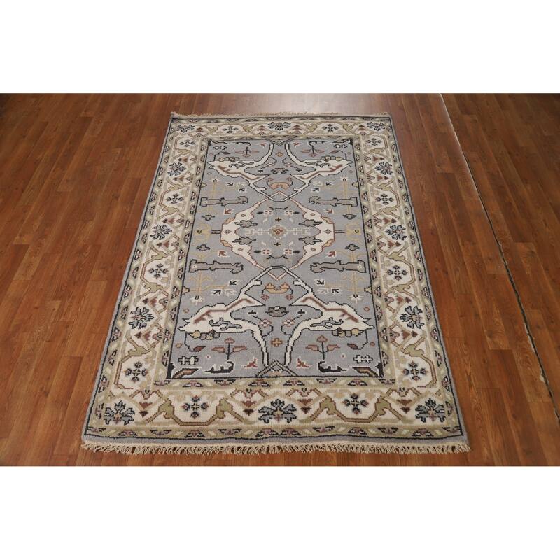 Gray Oushak Oriental Accent Rug Handmade Wool Carpet - 4'2"x 5'11"