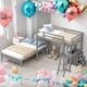 preview thumbnail 2 of 40, Modern Twin Over Full Bunk Bed With Built-in Desk And Three Drawers,Large Storage Space for Bedroom
