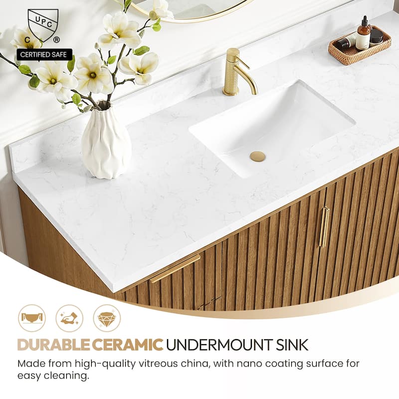 Bangkok Bath Vanity with White Grain Stone Top, no Mirror