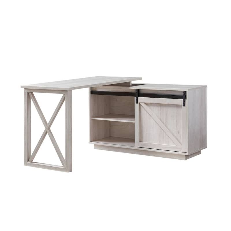 Furniture of America Brasnar 56-inch L-shape Storage Computer Desk