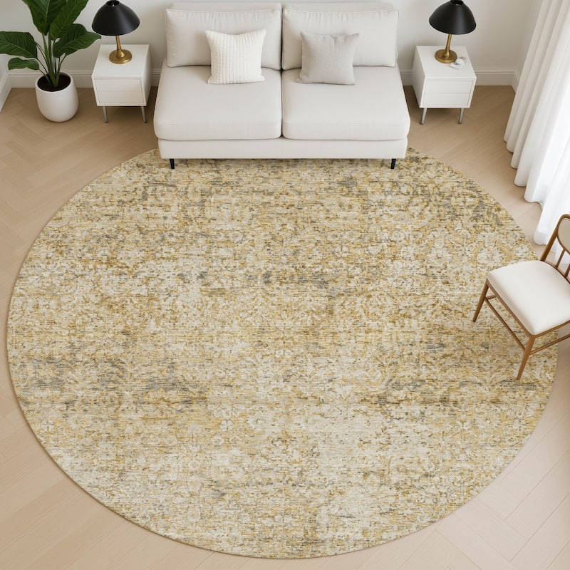 Premium Washable Super Soft Vintage Traditional Mayfield Rug - Copper - 8' x 8'