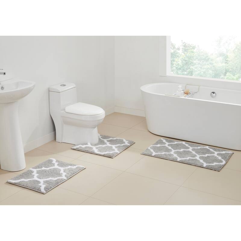 Better Trends Marrakesh Reversible 100% Polyester Tufted Bathroom Rugs – Ultra Soft, Water Absorbent, Machine Washable Bath Mats