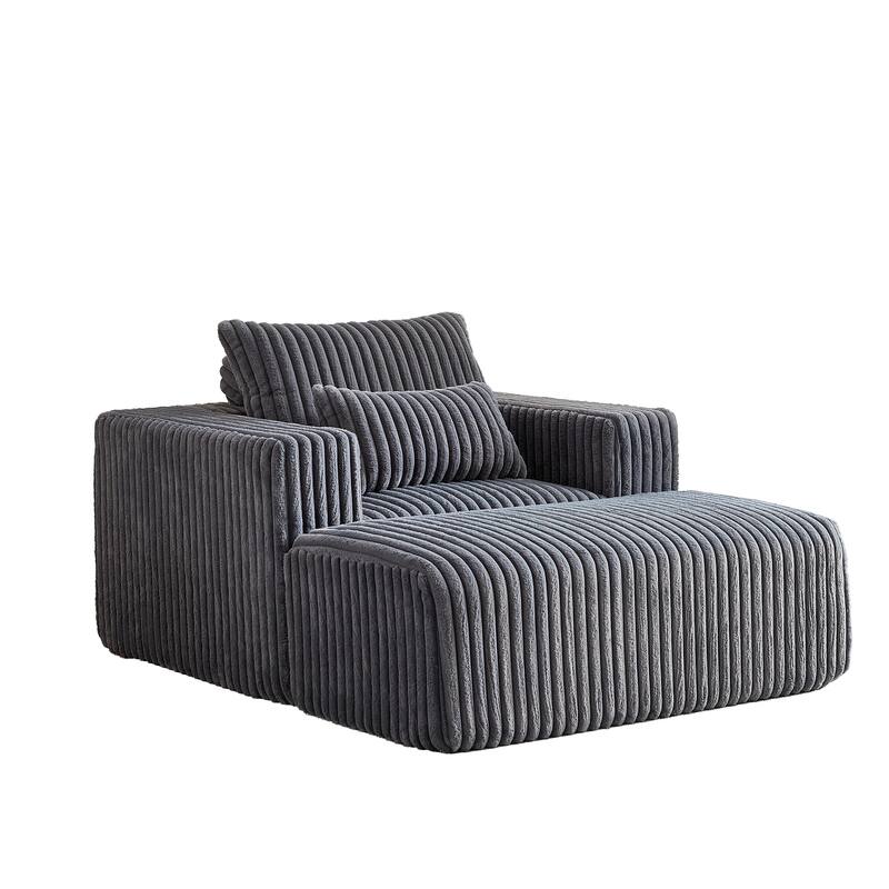 GDFStudio - Amelia Plush Corduroy Recliner Sofa with Removable Footrest for Relaxed Living Room Comfort