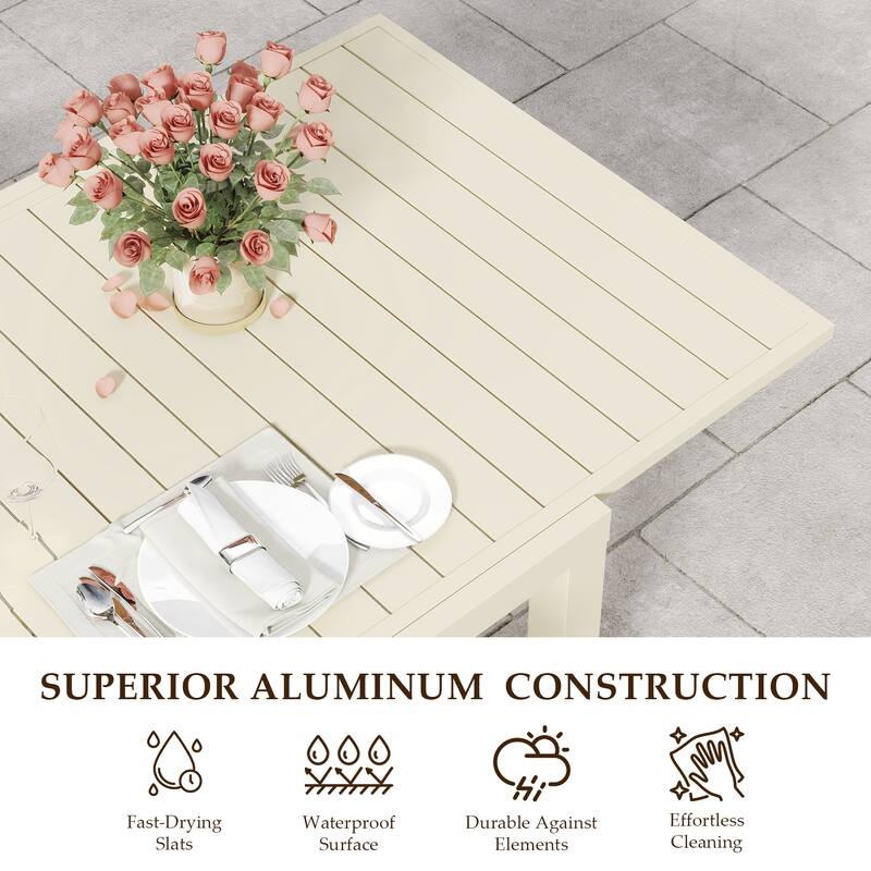 97.2"L Extendable Aluminum Outdoor Dining Table
