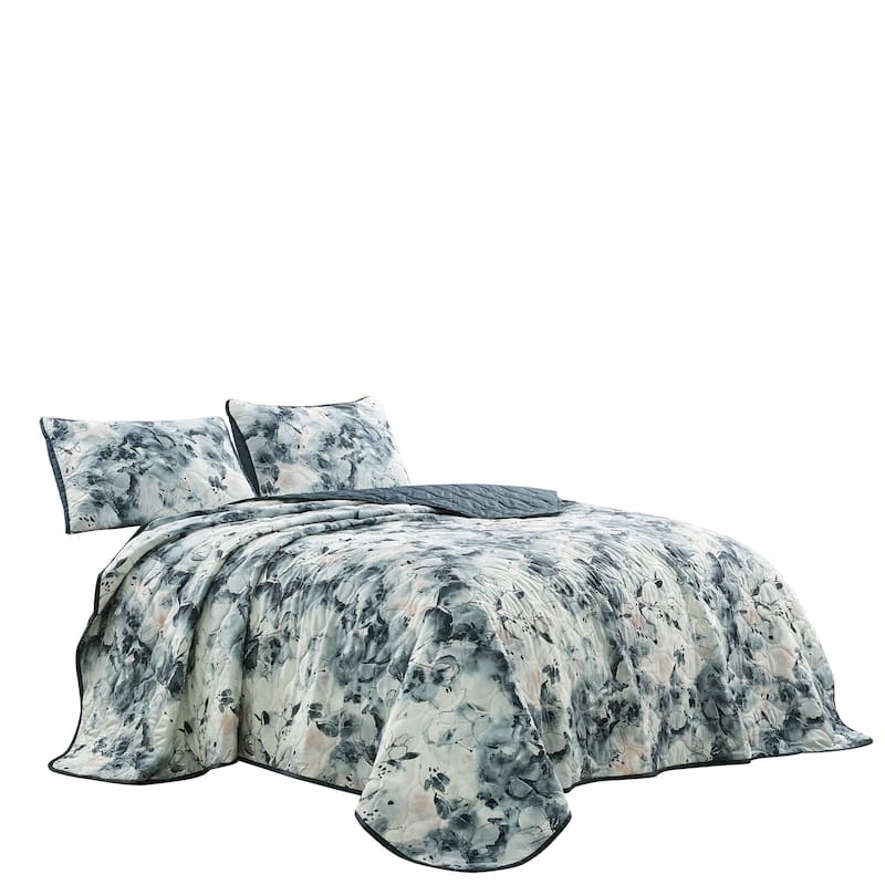 MarCielo 3 Piece Printed Quilt Set Lightweight Bedspread Set Rey