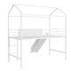 preview thumbnail 13 of 40, Twin Metal Loft House Bed With Slide & Two-sided writable Board, White