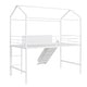 preview thumbnail 11 of 11, Useful Design Metal House Loft Bed With Two-sided writable Wooden Board, Twin Size, White