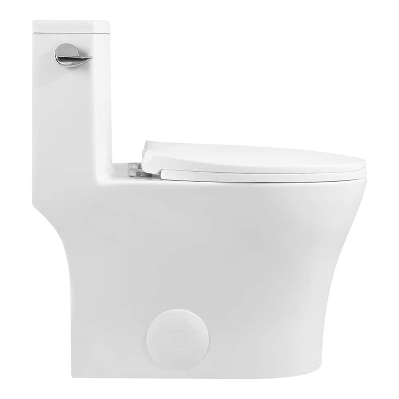 Fine Fixtures Dual-Flush Elongated One-Piece Toilet with High-Efficiency Flush