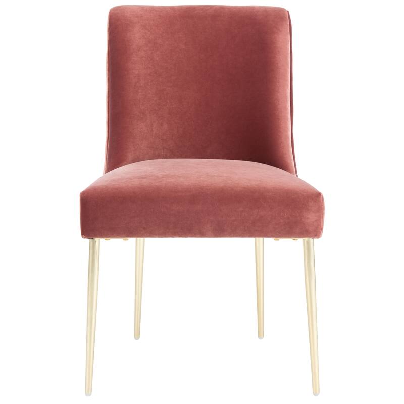 SAFAVIEH Couture Melonie Velvet Accent Chair - Mustard / Brass - 28"x23"x35.3" - 28" W x 23" D x 35" H - 28Wx23Dx35H