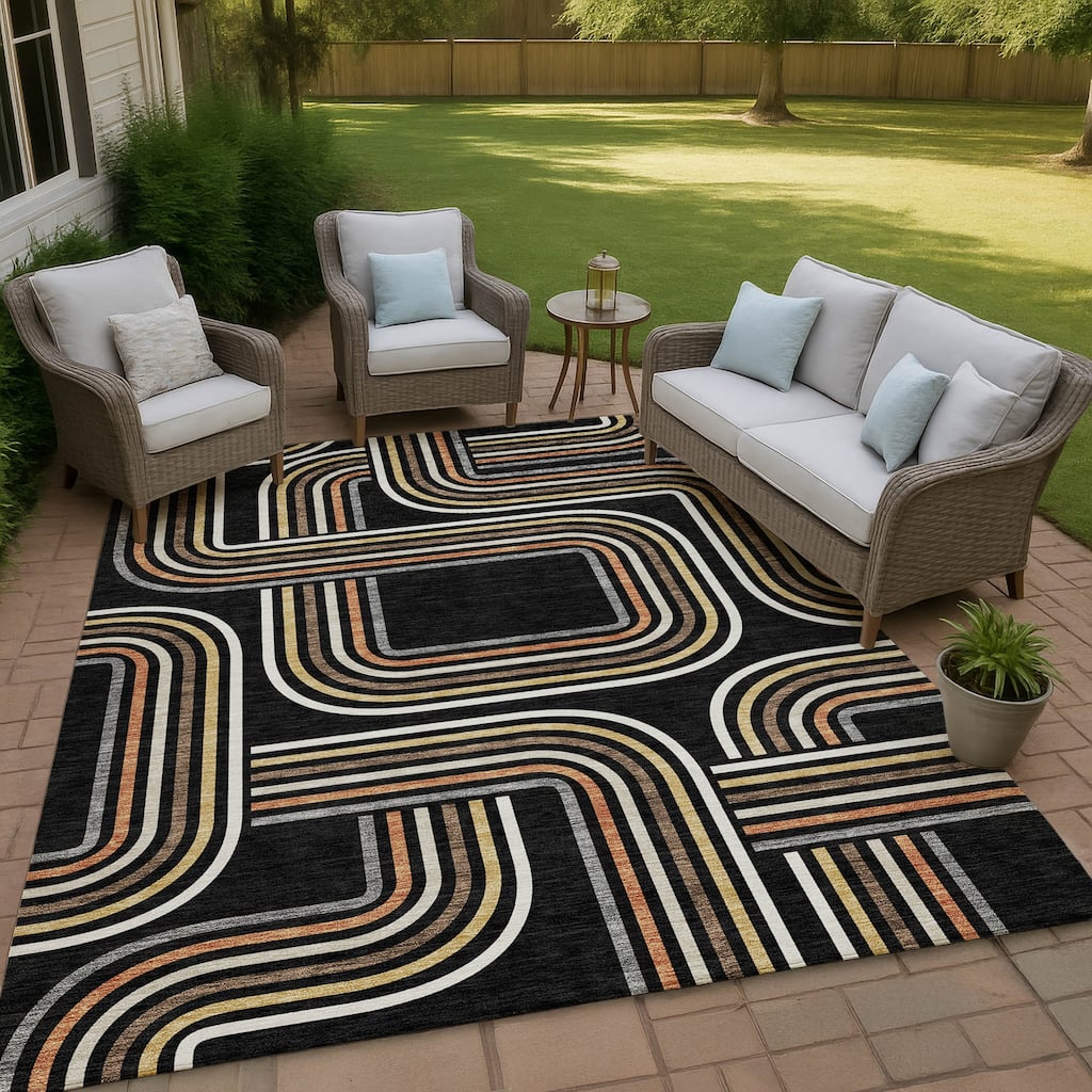 Machine Washable Indoor/ Outdoor Modern Leawood Chantille Rug