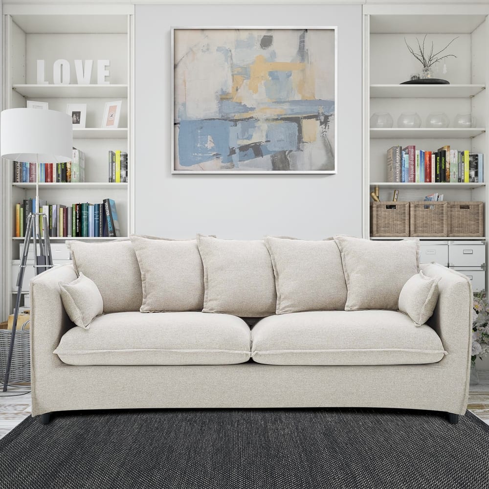 Summit Mid-century Modern Beige Fabric Upholstered Sofa