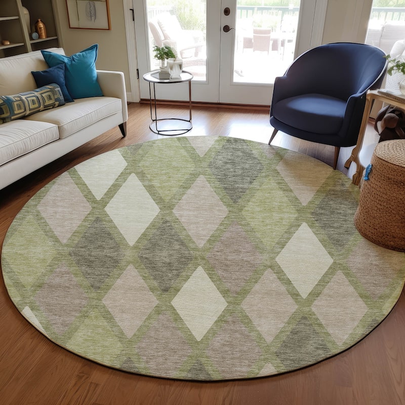 Machine Washable Indoor/ Outdoor Chantille Diamond Prism Rug