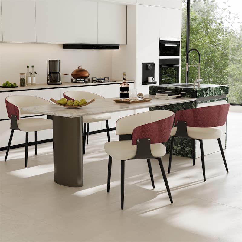 Dining Chairs Set Microfiber Leather Kitchen Dining Chairs Upholstered Padded Wide Seat