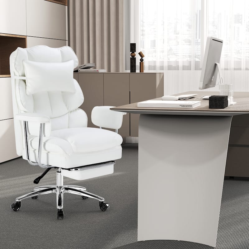 Office chair - high backrest with footstool and lumbar cushion