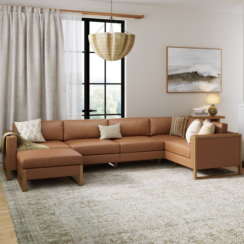 Madison Modern Upholstered Modular Sofa or Couch for Living Room with Solid Wood Legs