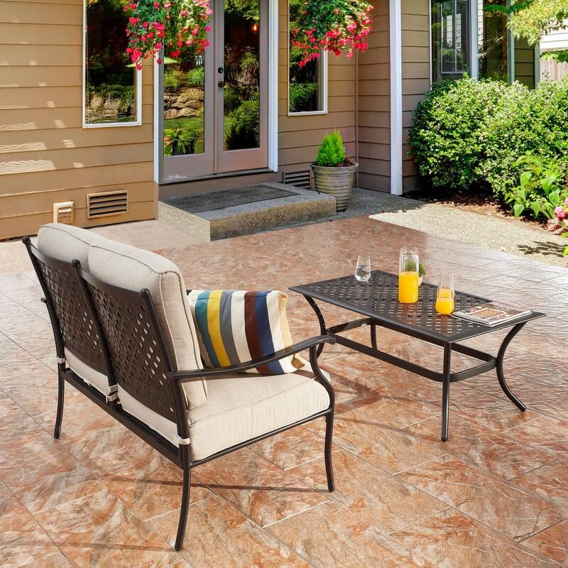 Patio Festival 2-Piece Outdoor Loveseat and Coffee Table Set