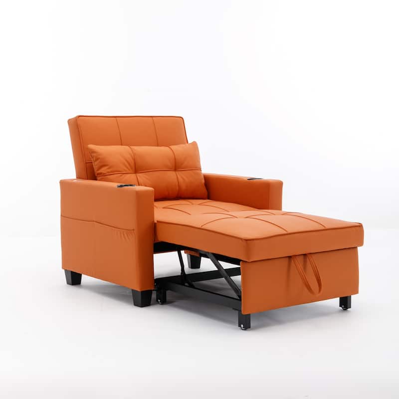 Futon Chair Bed Convertible Chair 3-In-1 Pull Out Sleeper Chair Beds With Usb Ports