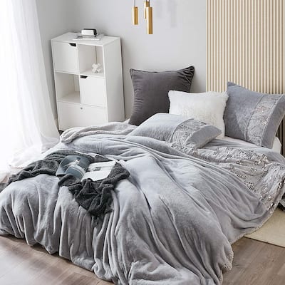 Friday Night - Coma Inducer® Oversized Duvet Cover Set - Silver with Sequins