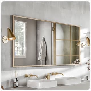 Eviva Gold 60" x 30" Rectangular Gold Metal Framed Mirror