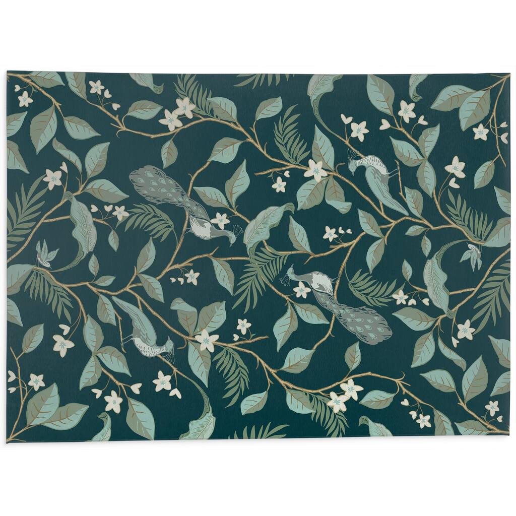 EXOTIC MAXIMAL PEACOCK TEAL Kitchen Mat By Kavka Designs