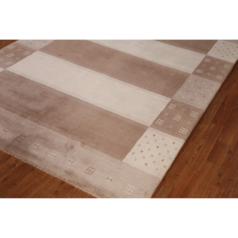 Gabbeh Indian Area Rug Handmade Brown Modern Wool Carpet - 5'4" x 7'8"